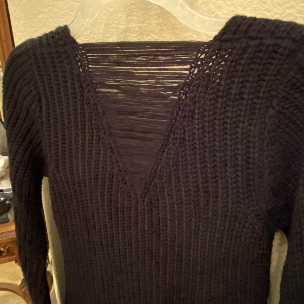 ARO Women Black Distressed Effect Knit Sweater Size Small - Picture 9 of 9
